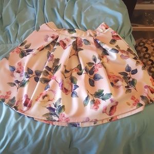 Pink, flower patterned skirt